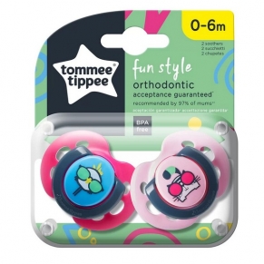 Tommee Tippee - Ортодонтични залъгалки FUN STYLE Тигър/Носорог, 0-6m, 2 бр./оп.